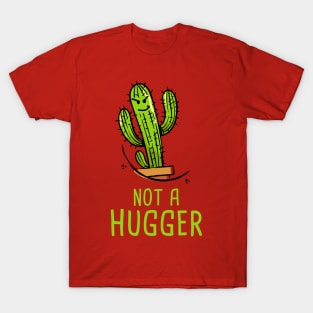 Not a Hugger Cactus Men Women Smiley T-Shirt